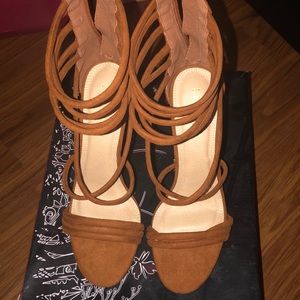Tan suede heels